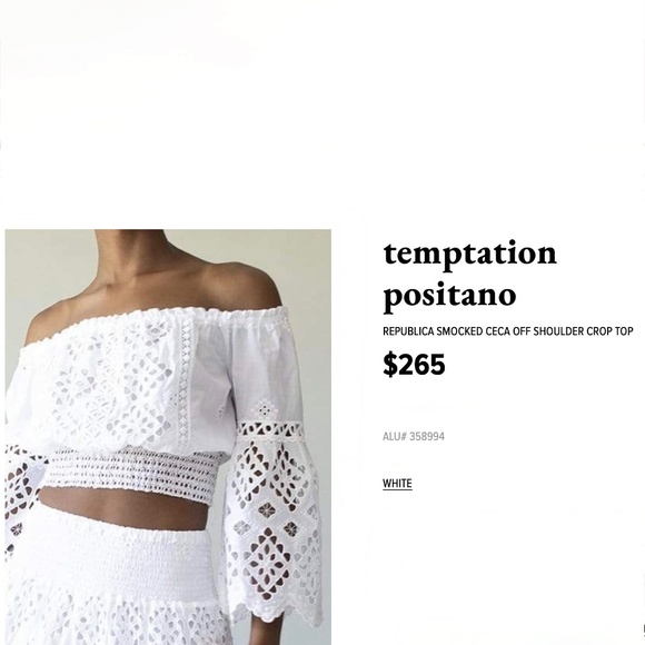 Smocked Ceca Off-The-Shoulder Lace Top New with tags - Picture 3 of 14